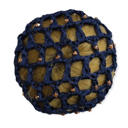 Equetech Rose Gold Crystal Bun Net - Navy