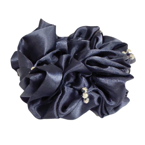Equetech Blossom Crystal Hair Scrunchie - Navy/Clear Crystals image