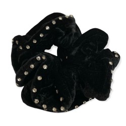 Equetech Velvet Crystal Hair Scrunchie - Black