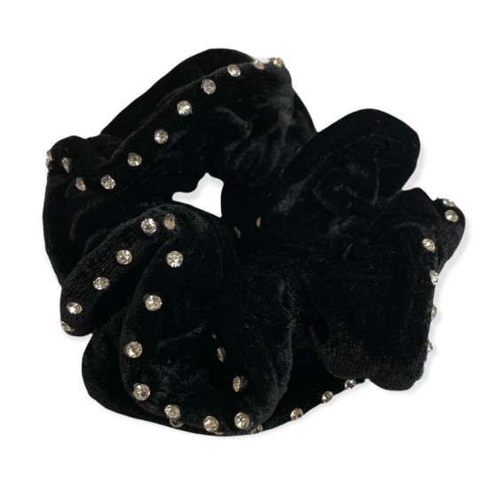 Equetech Velvet Crystal Hair Scrunchie - Black image