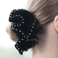 Equetech Velvet Crystal Hair Scrunchie - Black