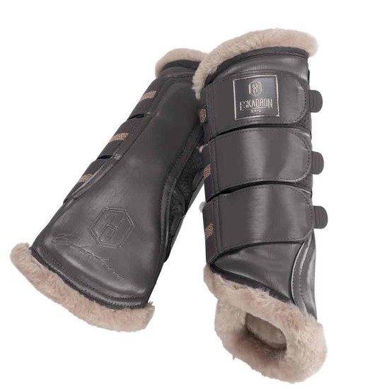 Eskadron Heritage Glamslate Faux Fur Brushing Boots - Basalt Grey Horse Boots image