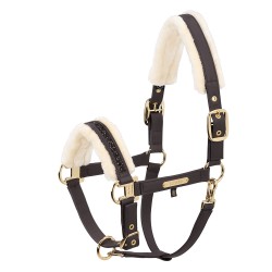 Eskadron Faux Leather Jewel Faux Fur Headcollar - Black Truffle