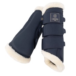 Eskadron Faux Leather Faux Fur Brushing Boots - Navy