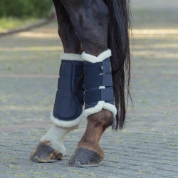 Eskadron Faux Leather Faux Fur Brushing Boots - Navy