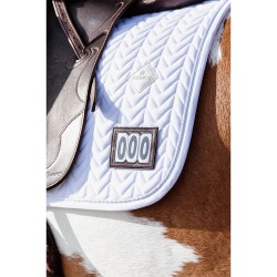Kentucky Dressage Saddle Pad Fishbone with 2 Numbers - White