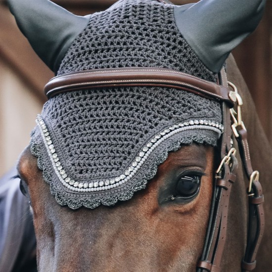 Kentucky horsewear Fly Veil Wellington Stones and Pearl - Dark Grey image