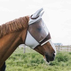 Kentucky Horsewear Skin Friendly Fly Mask with Ears - Silver
