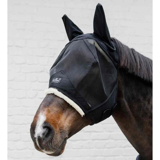 Kentucky Horsewear Skin Friendly Fly Mask with Ears - Black Accessories image