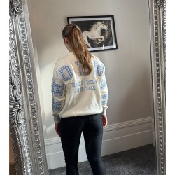 IB Gingham New York Slogan Jumper