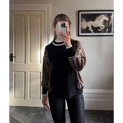 IB Knitted Leopard Jumper - Black