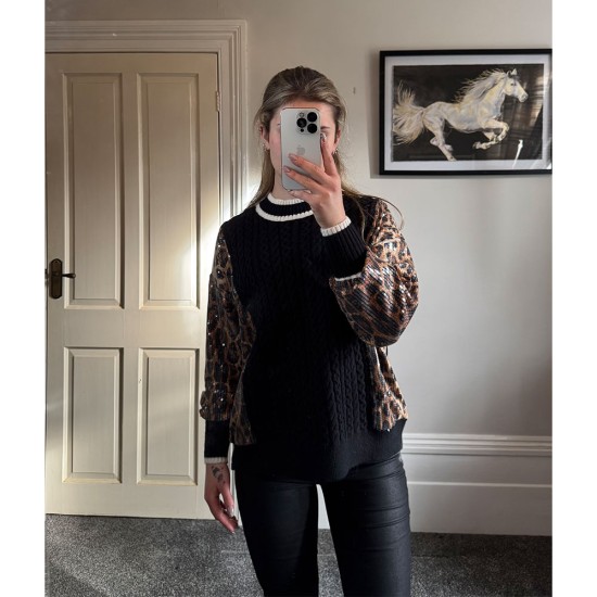 IB Knitted Leopard Jumper - Black image