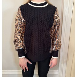 IB Knitted Leopard Jumper - Black