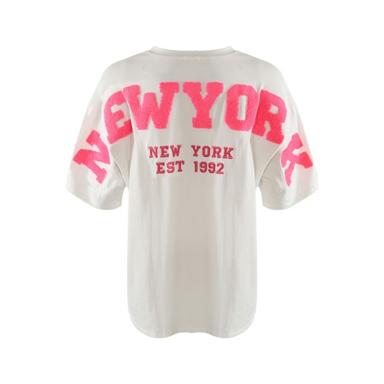 IB New York Embossed Back T-Shirt - White image