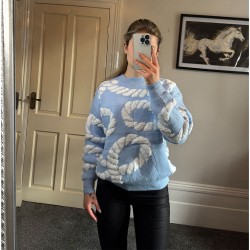 IB Rope Printed Knit Jumper - Blue