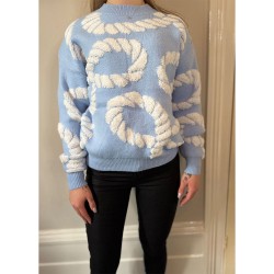 IB Rope Printed Knit Jumper - Blue