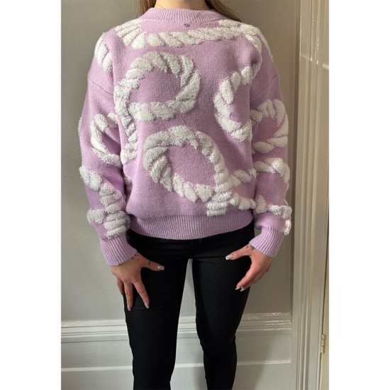 IB Rope Printed Knit Jumper - Purple image