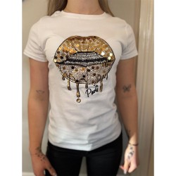 IB Sequin Lips T-Shirt - White