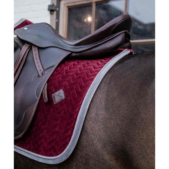 Kentucky Horsewear Velvet Contrast Dressage Saddlepad - Bordeaux image