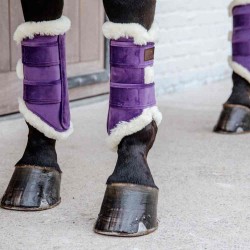 Kentucky Horsewear Velvet Contrast Brushing Boots – Purple