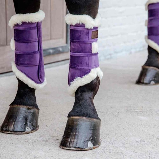 Kentucky Horsewear Velvet Contrast Brushing Boots – Purple Horse Boots image