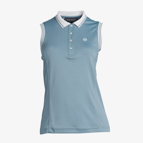 PS of Sweden Minna sleeveless polo shirt - Aqua Ladies Shirts and Tops image