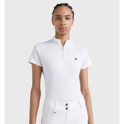 Tommy Hilfiger Fresh Air Performance Zip Collar Short Sleeve Show Shirt Optic White