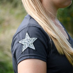 Montar Alexa Grey T-shirt with silver sequin star on the arm
