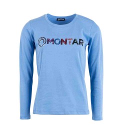 Montar Shirley light blue long sleeved T-shirt with Sequin logo