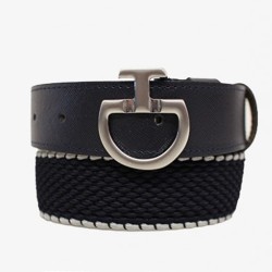 Cavalleria Toscana Elasticated contrast edge belt with CT logo buckle -Black