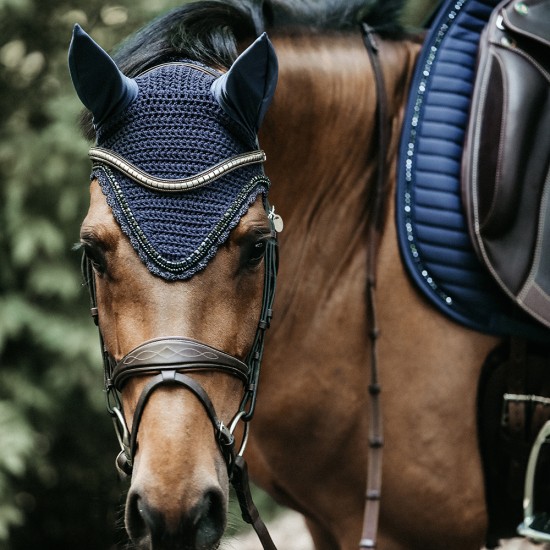 Kentucky horsewear Soundless Fly Veil Wellington Stones and Pearl - Navy image