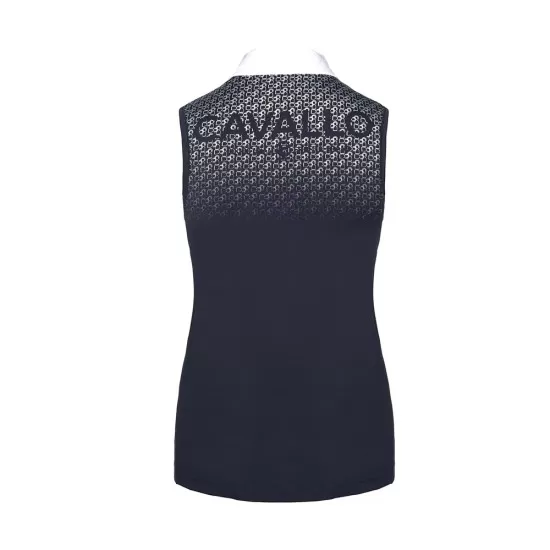 Cavallo Women's Dark Blue sleeveless Sava competition shirt. Competition Clothing image