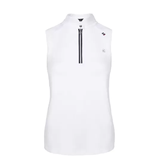 Cavallo Women's white sleeveless Sava competition shirt. Competition Clothing image