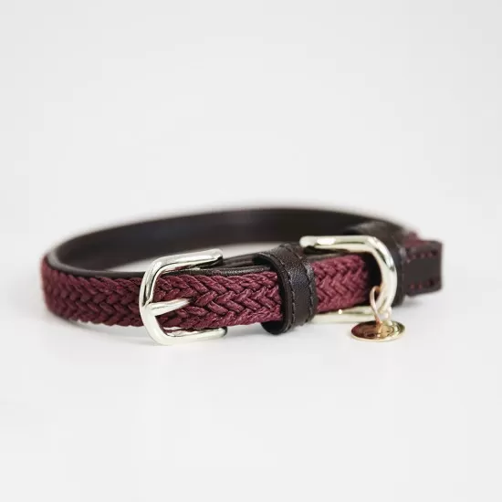 Kentucky dogwear plaited dog collar- Bordeaux Dog collars image
