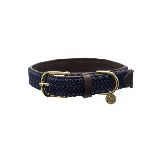 Kentucky dogwear Plaited dog collar- Navy Dog collars image