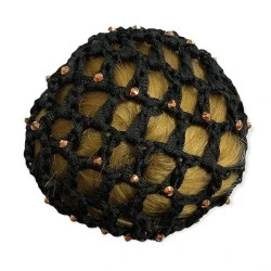 Equetech Rose Gold Crystal Bun Net - Black