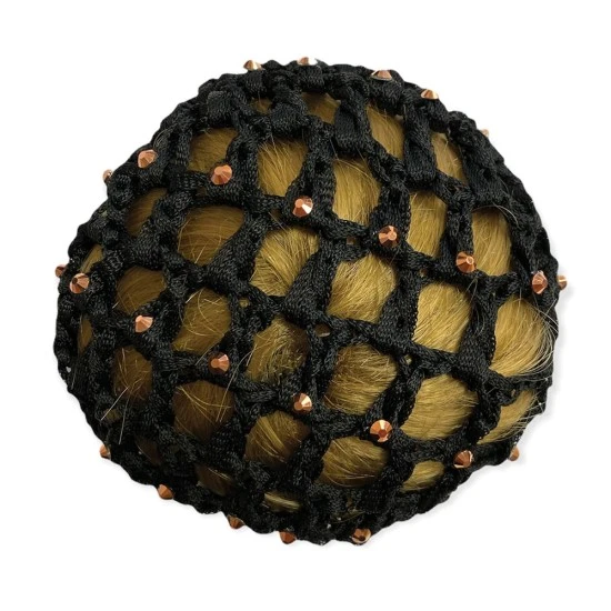 Equetech Rose Gold Crystal Bun Net - Black image