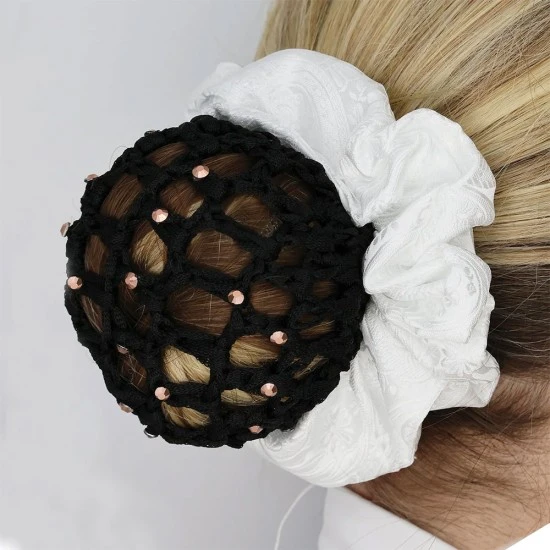 Equetech Rose Gold Crystal Bun Net - Black image