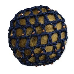 Equetech Rose Gold Crystal Bun Net - Navy