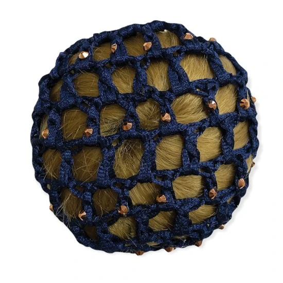 Equetech Rose Gold Crystal Bun Net - Navy image