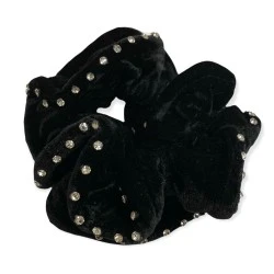 Equetech Velvet Crystal Hair Scrunchie - Black
