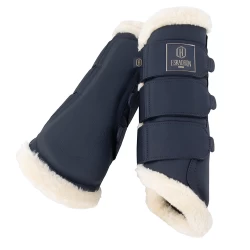 Eskadron Faux Leather Faux Fur Brushing Boots - Navy