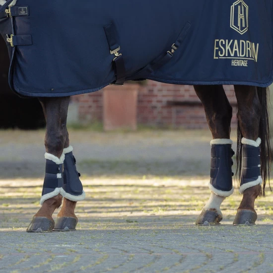 Eskadron Faux Leather Faux Fur Brushing Boots - Navy image