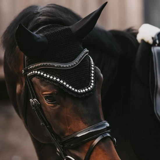 Kentucky Horsewear Soundless Fly Veil Wellington Big Stone and Pearl - Black image