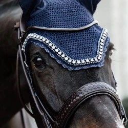 Kentucky Horsewear Soundless Fly Veil Wellington Big Stone and Pearl - Navy