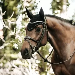 Kentucky horsewear Soundless Fly Veil Wellington Stones and Pearl - Black