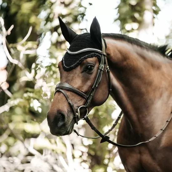 Kentucky horsewear Soundless Fly Veil Wellington Stones and Pearl - Black Accessories image