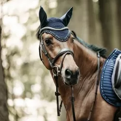 Kentucky horsewear Fly Veil Wellington Stones and Pearl - Navy