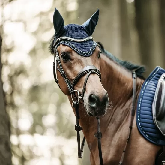Kentucky horsewear Fly Veil Wellington Stones and Pearl - Navy image