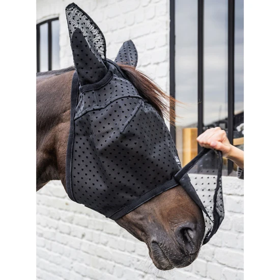 Kentucky Horsewear Fly Mask Heart with Ears and Nose - Black image